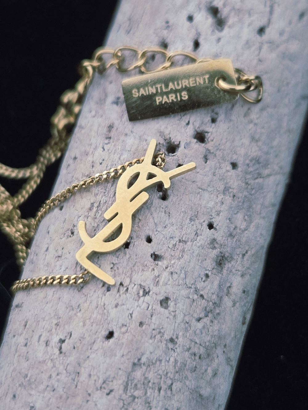 Saint Laurent Gold YSL Logo Bracelet Firm At $139